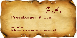 Pressburger Arita névjegykártya